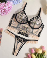 Lace Embroidery Underwire Bra Panty Sets